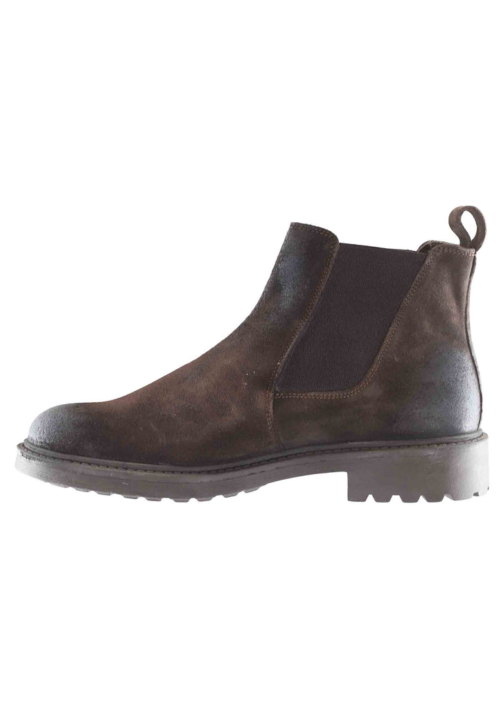 Spatarella Stivaletti Chelsea Boot Uomo In Camoscio Testa Di Moro Con Suola Carrarmato