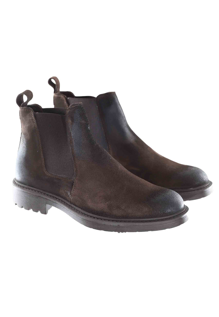 Spatarella Stivaletti Chelsea Boot Uomo In Camoscio Testa Di Moro Con Suola Carrarmato