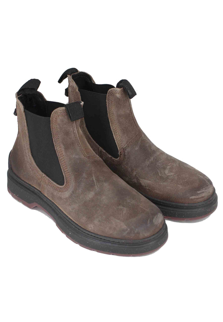 Spatarella Stivaletti Chelsea Boot Uomo In Camoscio Vintage Taupe Red Rock Suede