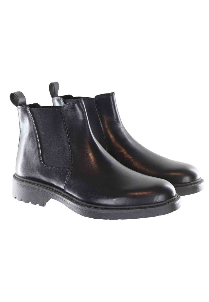 Spatarella Stivaletti Chelsea Boot Uomo In Pelle Nera Con Suola Carrarmato