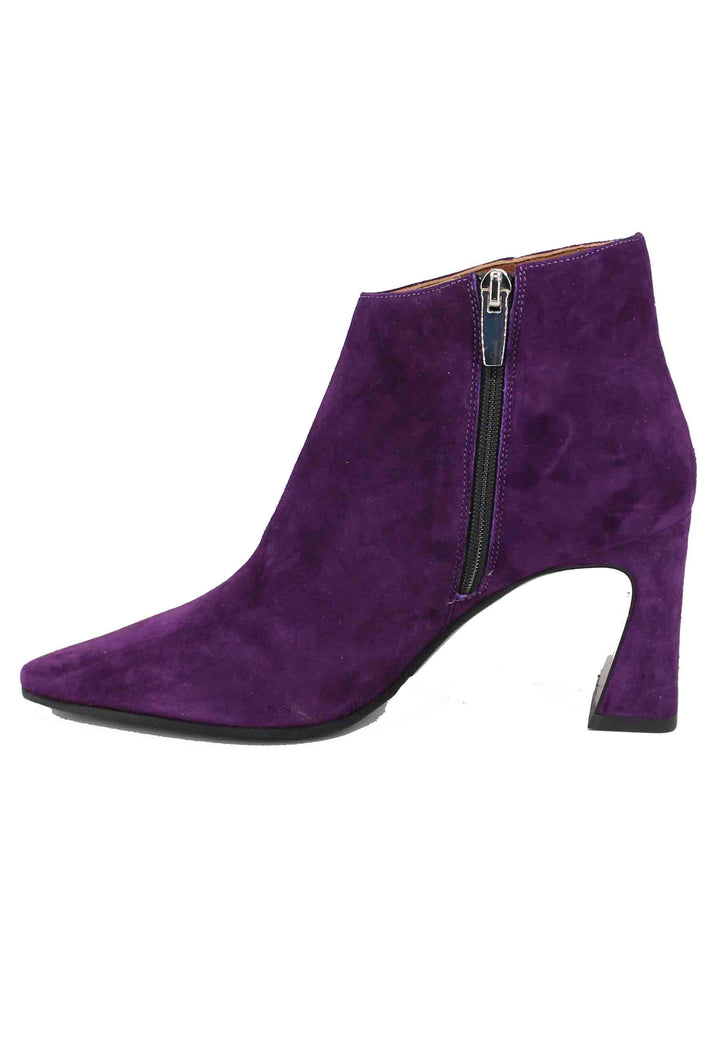 Spatarella Stivaletti Donna Al Malleolo In Camoscio Viola Tacco Alto