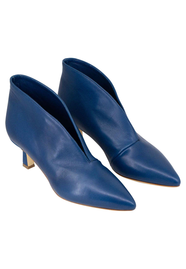 Spatarella Stivaletti Donna Ankle Boot In Pelle Blu Con Tacco Basso