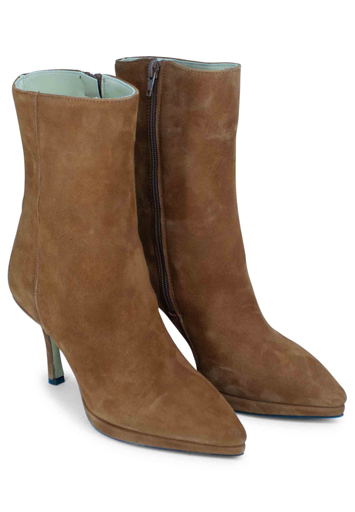 Spatarella Stivaletti Donna In Camoscio Cuoio Con Tacco E Plateau