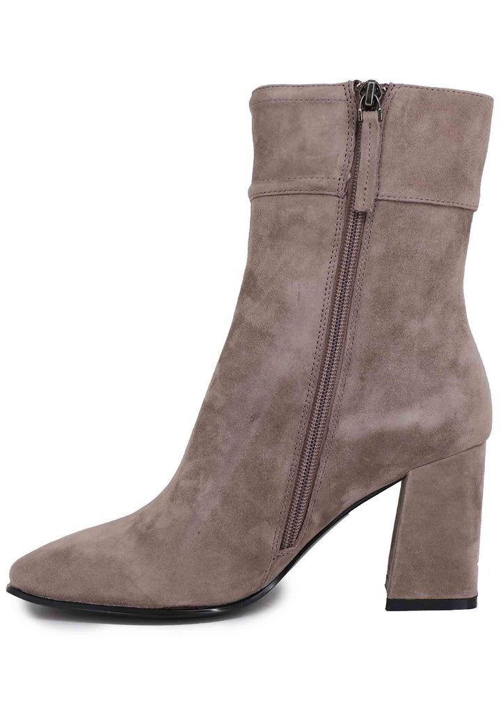 Spatarella Stivaletti Donna In Camoscio Grigio Con Tacco Alto E Punta Quadra Chisinau