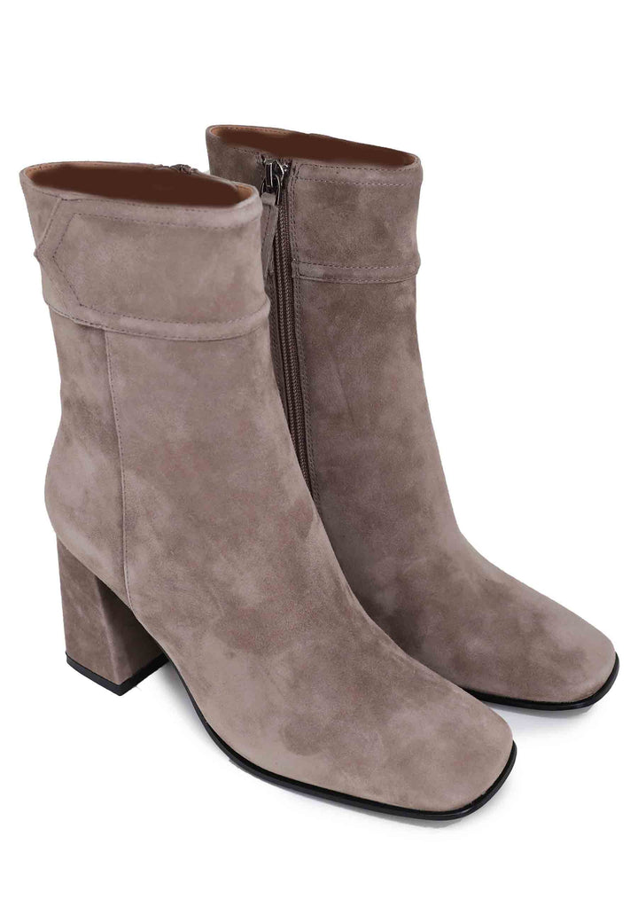 Spatarella Stivaletti Donna In Camoscio Grigio Con Tacco Alto E Punta Quadra Chisinau