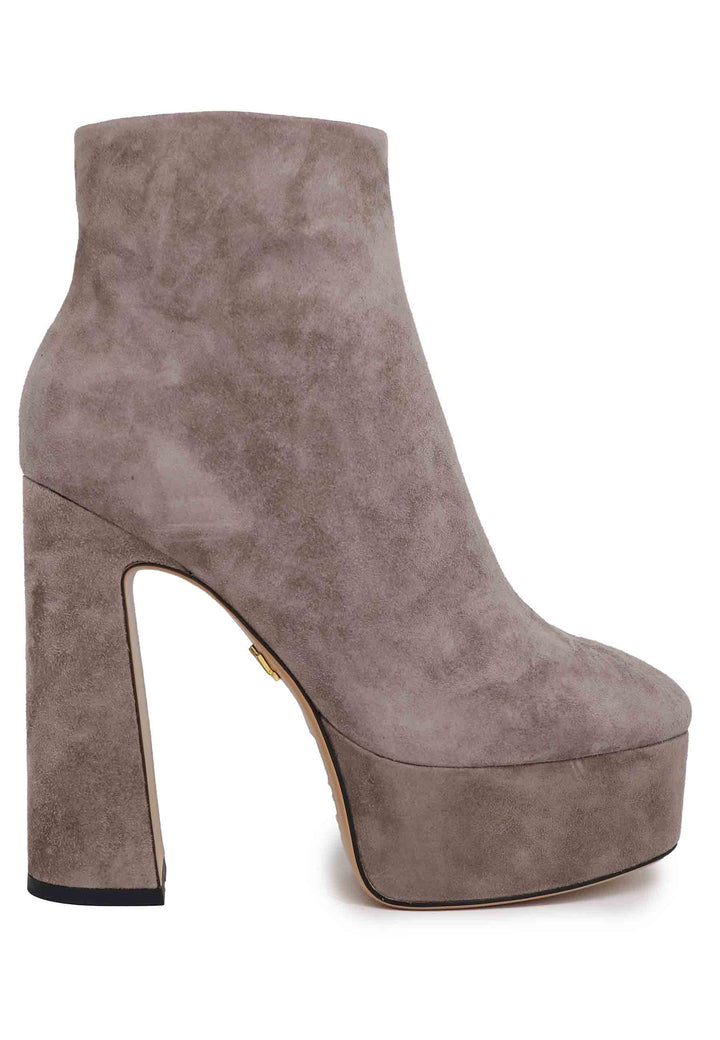 Spatarella Stivaletti Donna In Camoscio Grigio Con Tacco Alto E Plateau Manerbe