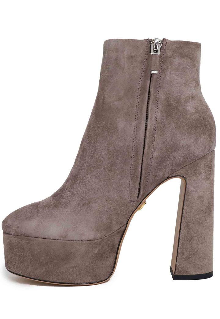 Spatarella Stivaletti Donna In Camoscio Grigio Con Tacco Alto E Plateau Manerbe