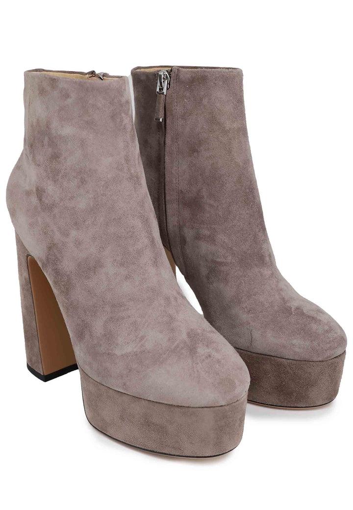 Spatarella Stivaletti Donna In Camoscio Grigio Con Tacco Alto E Plateau Manerbe