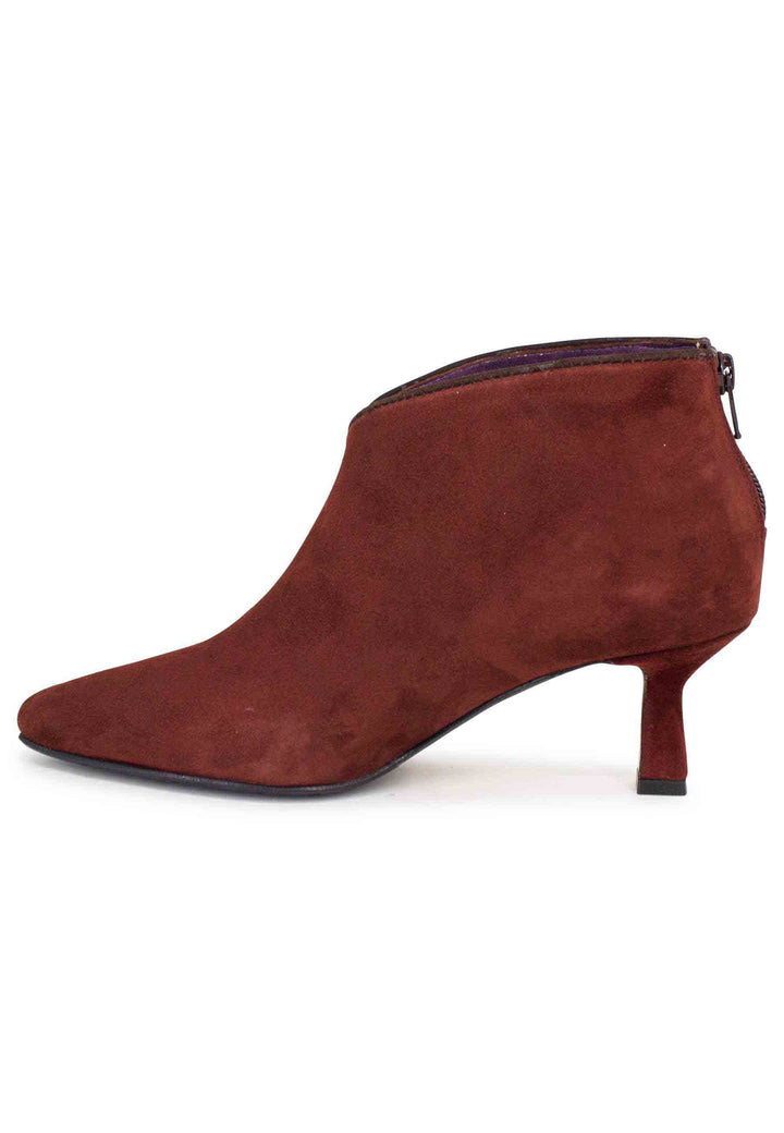 Spatarella Stivaletti Donna In Camoscio Marrone Con Zip Posteriore