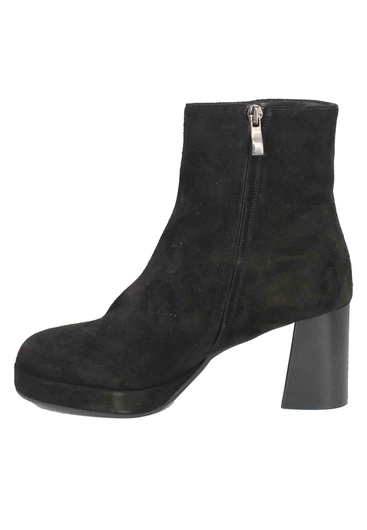 Spatarella Stivaletti Donna In Camoscio Nero Tacco Alto