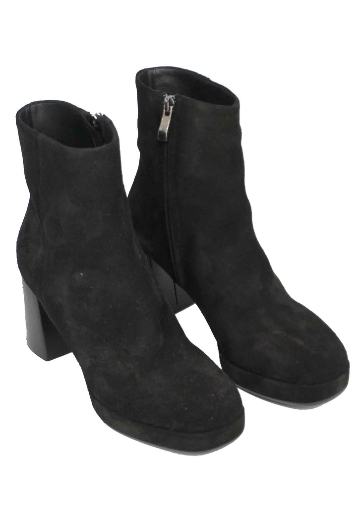 Spatarella Stivaletti Donna In Camoscio Nero Tacco Alto