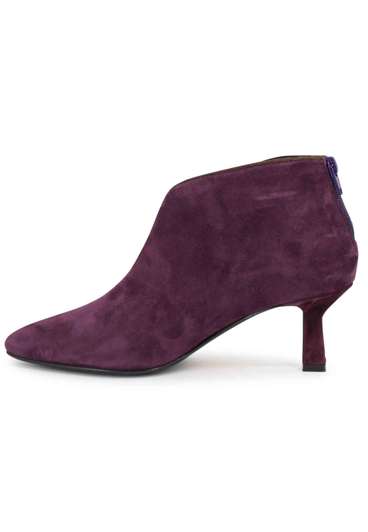 Spatarella Stivaletti Donna In Camoscio Prugna Con Zip Posteriore