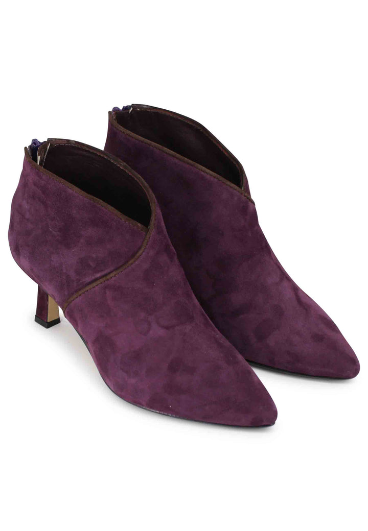 Spatarella Stivaletti Donna In Camoscio Prugna Con Zip Posteriore