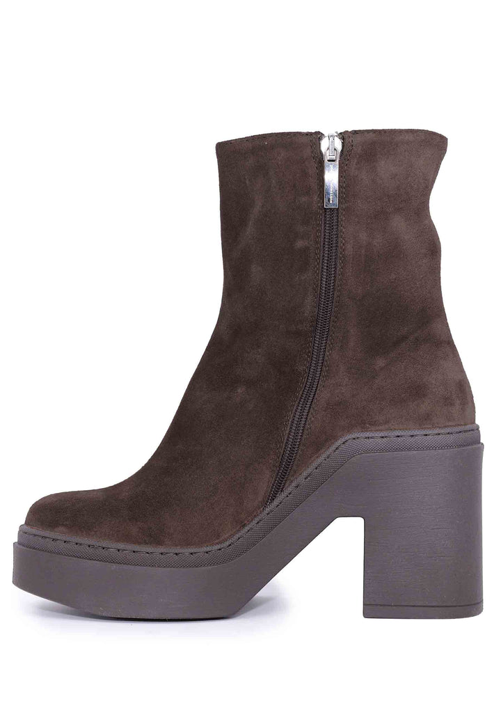 Spatarella Stivaletti Donna In Camoscio Testa Di Moro Con Zeppa In Gomma