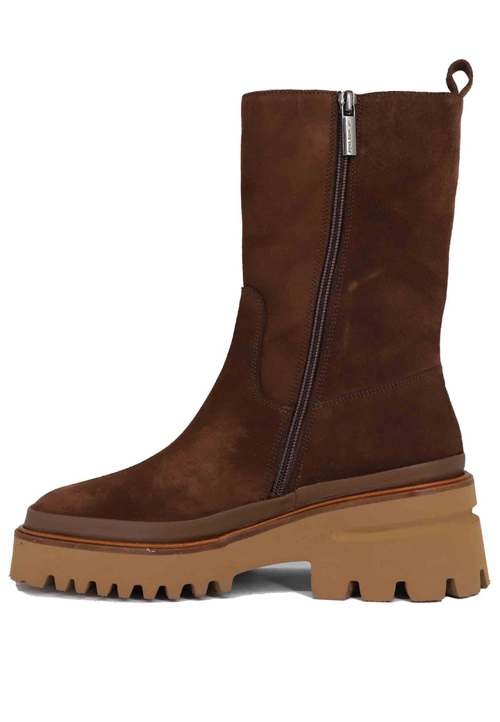 Spatarella Stivaletti Donna In Camoscio Testa Di Moro Con Zeppa In Gomma