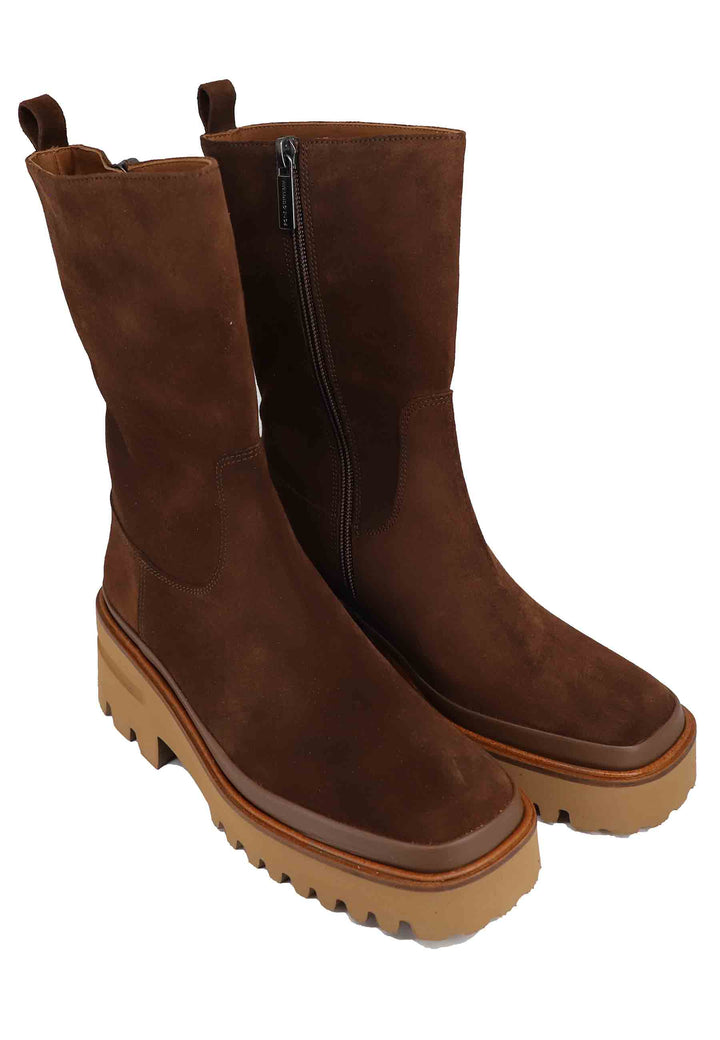 Spatarella Stivaletti Donna In Camoscio Testa Di Moro Con Zeppa In Gomma