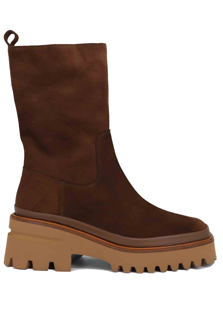 Spatarella Stivaletti donna in camoscio testa di moro con zeppa in gomma