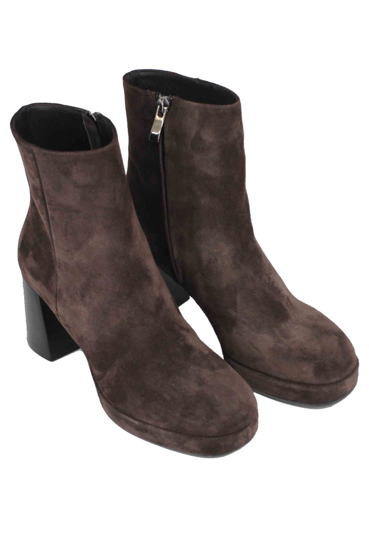 Spatarella Stivaletti Donna In Camoscio Testa Di Moro Tacco Alto