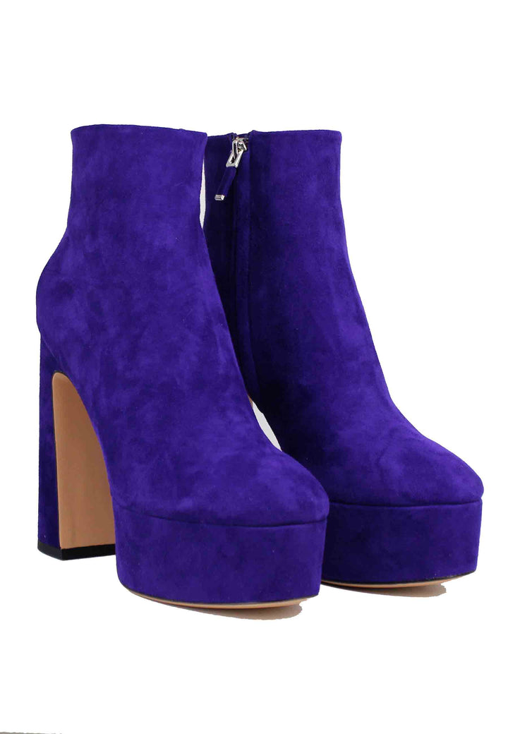 Spatarella Stivaletti Donna In Camoscio Viola Con Tacco Alto E Plateau Manerbe