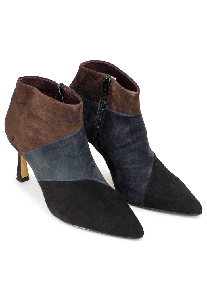 Spatarella Stivaletti Donna In Camsocio Nero Con Tacco Alto