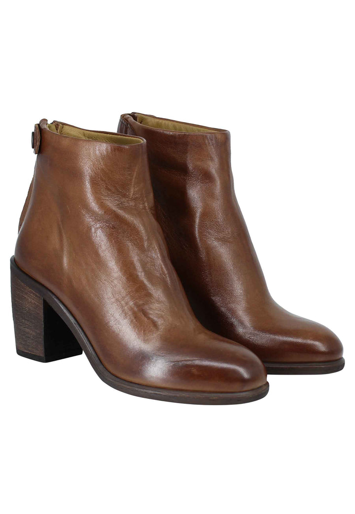 Spatarella Stivaletti Donna In Pelle Cuoio Tacco Alto Con Zip Posteriore