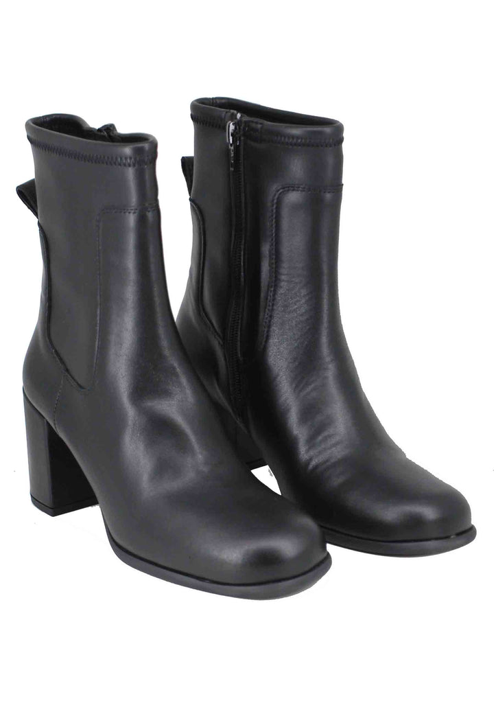 Spatarella Stivaletti Donna In Pelle Elasticizzata Nera Con Tacco