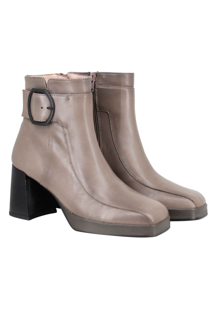 Spatarella Stivaletti Donna In Pelle Grigia Con Cinturino Tacco E Plateau