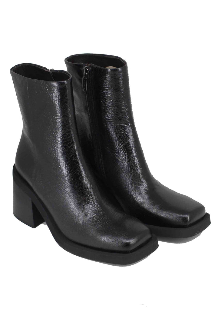 Spatarella Stivaletti Donna In Pelle Lucida Nera Con Punta Quadra