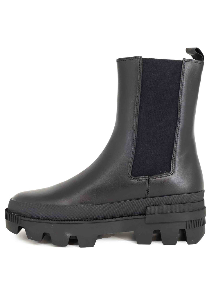 Spatarella Stivaletti Donna In Pelle Nera Con Fondo Carrarmato Violet