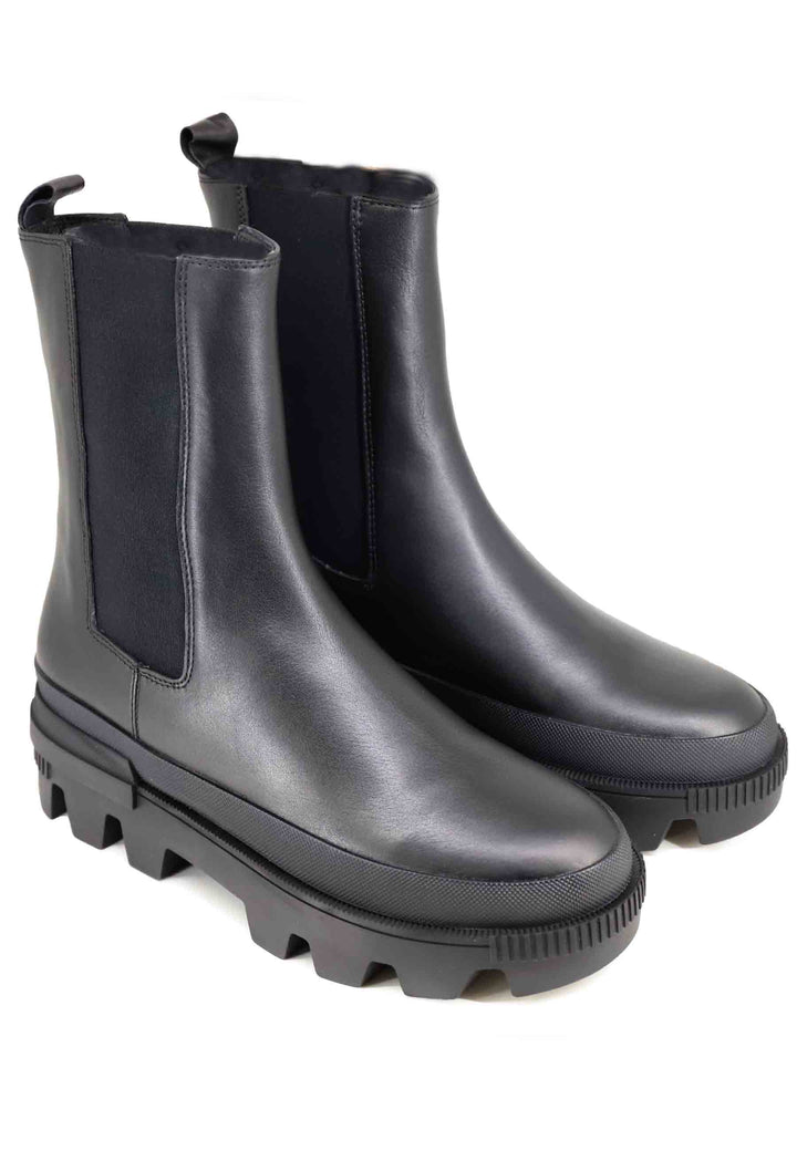 Spatarella Stivaletti Donna In Pelle Nera Con Fondo Carrarmato Violet