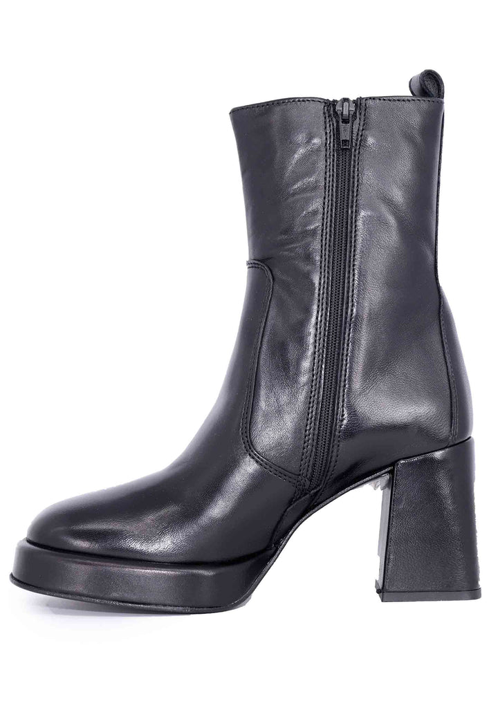 Spatarella Stivaletti Donna In Pelle Nera Con Tacco Alto E Plateau