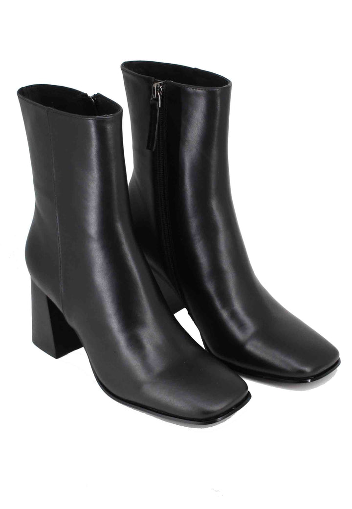 Spatarella Stivaletti Donna In Pelle Nera Con Tacco Alto E Punta Quadra