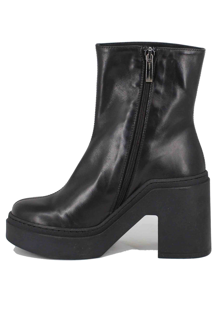 Spatarella Stivaletti Donna In Pelle Nera Con Zeppa In Gomma