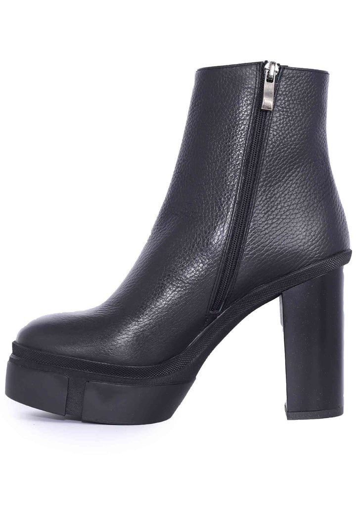 Spatarella Stivaletti Donna In Pelle Nero Con Tacco Alto E Plateau