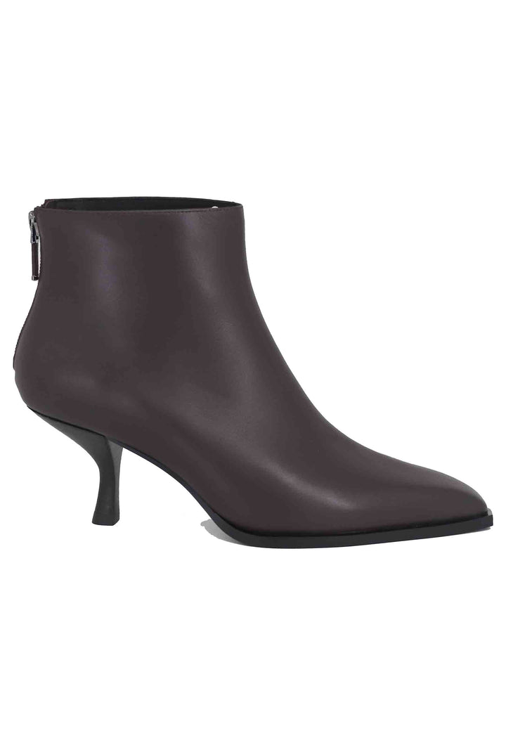 Spatarella Stivaletti Donna In Pelle Testa Di Moro Con Zip Posteriore E Punta A Punta Senas