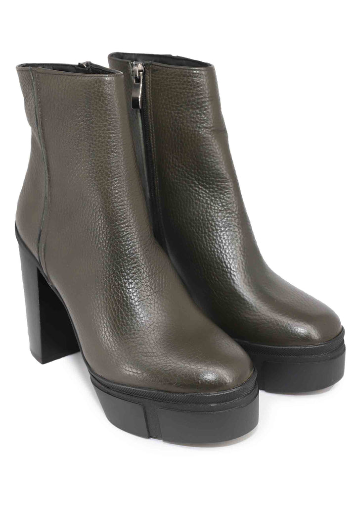 Spatarella Stivaletti Donna In Pelle Verde Con Tacco Alto E Plateau