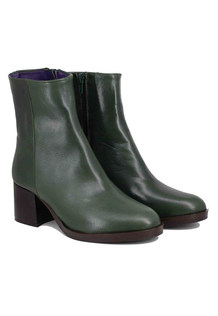 Spatarella Stivaletti Donna In Pelle Verde Tacco Basso