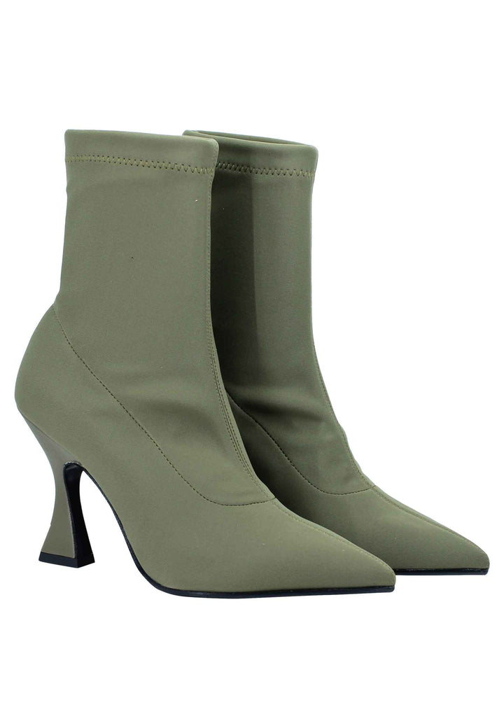 Spatarella Stivaletti Donna In Tessuto Elasticizzato Militare Tacco Alto Punta A Punta