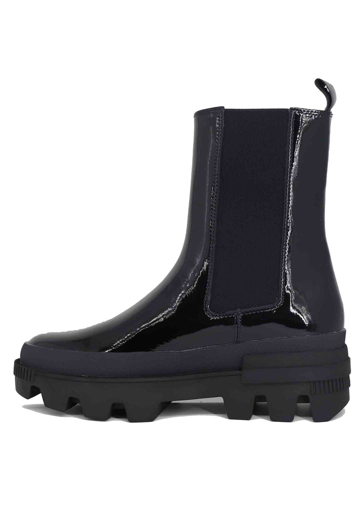 Spatarella Stivaletti Donna In Vernice Nera Con Fondo Carrarmato Violet