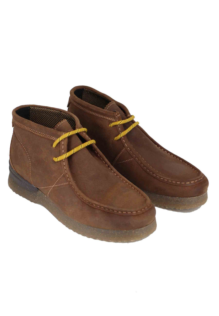 Spatarella Stivaletti Polacchine Uomo In Camoscio Cuoio Con Suola In Para Bantam