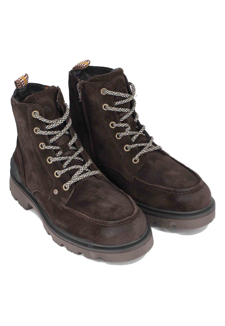 Spatarella Stivaletti Stringati Uomo In Camoscio Marrone Ingrassato