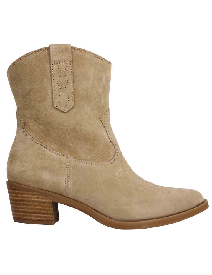 Spatarella Stivaletti Texani Donna In Camoscio Beige