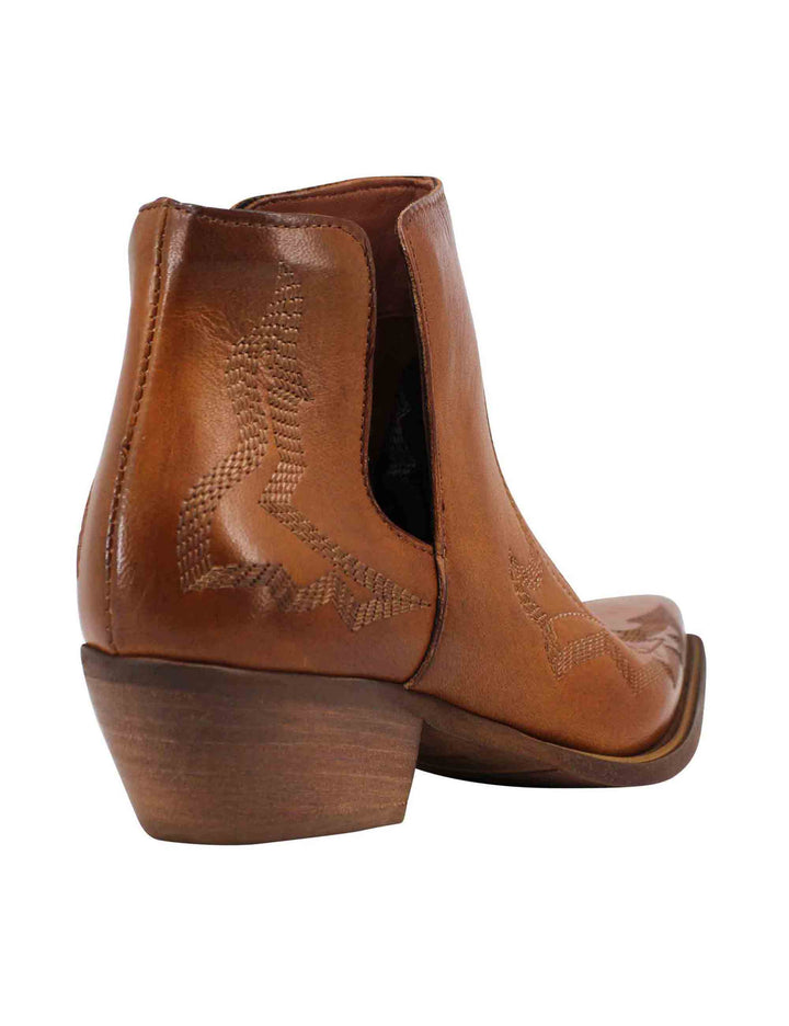 Spatarella Stivaletti Texani Donna In Pelle Cuoio Con Cuciture