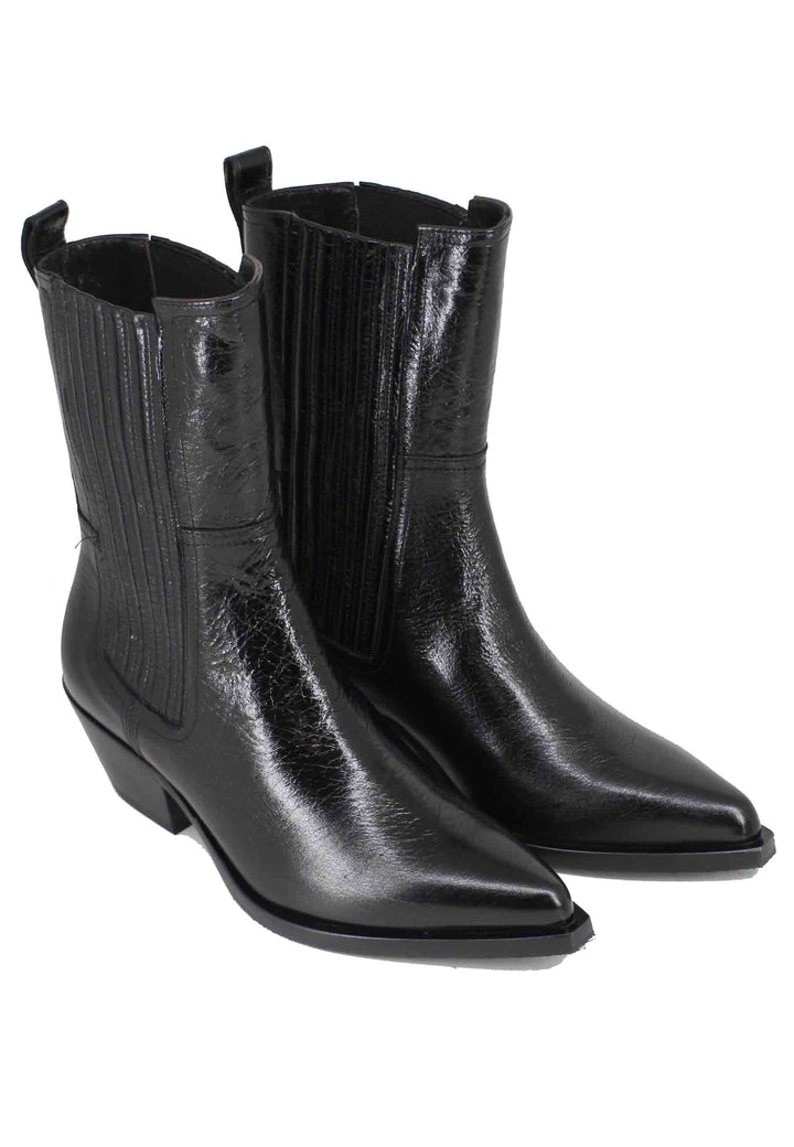 Spatarella Stivaletti Texani Donna In Pelle Lucida Nera