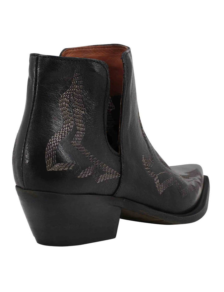 Spatarella Stivaletti Texani Donna In Pelle Nera Con Cuciture