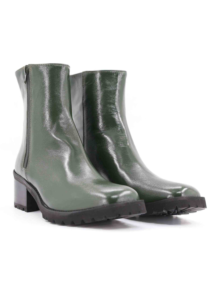 Spatarella Stivaletti TR1665 In Pelle Verde Con Suola In Gomma Carrarmato