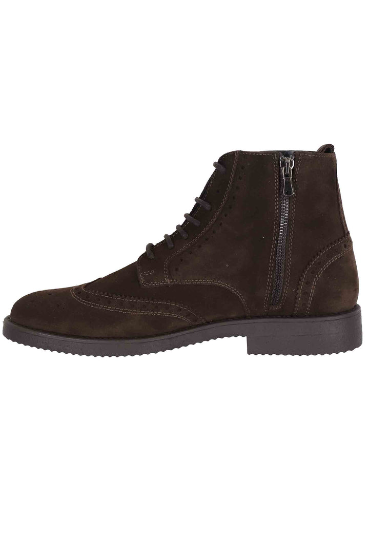 Spatarella Stivaletti Uomo In Camoscio Testa Di Moro Con Impunture E Suola In Para