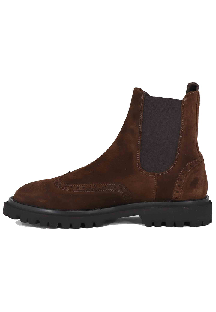 Spatarella Stivaletti Uomo In Camoscio Testa Di Moro Con Suola Carrarmato E Impunture