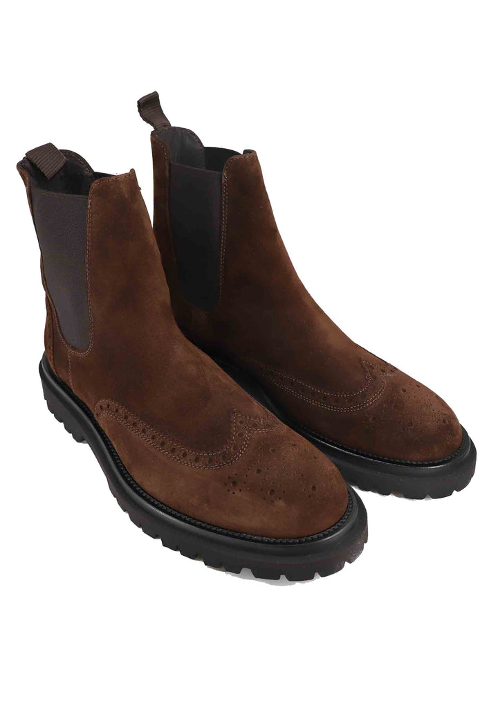 Spatarella Stivaletti Uomo In Camoscio Testa Di Moro Con Suola Carrarmato E Impunture