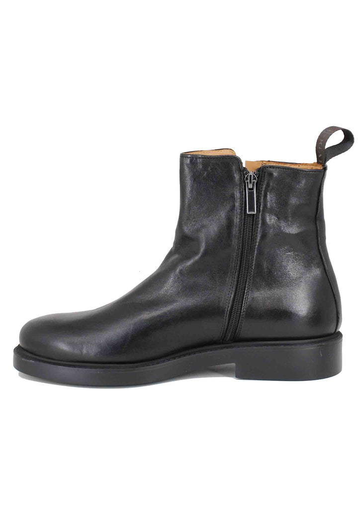 Spatarella Stivaletti Uomo In Pelle Nero Con Fondo Gomma